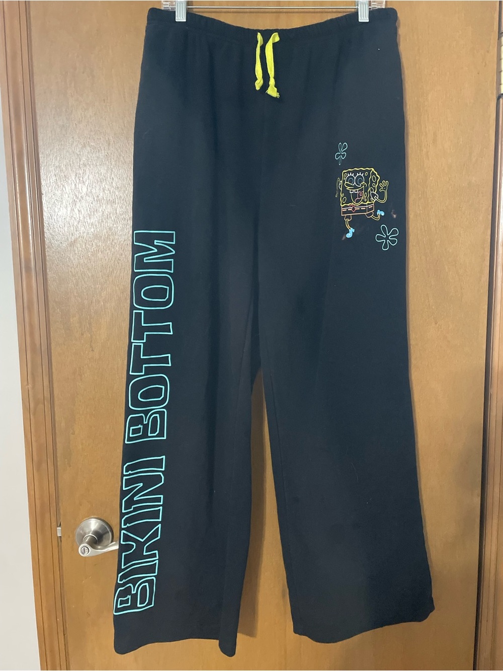 Nickelodeon Black SpongeBob Bikini Bottoms Joggers with Neon Yellow Drawstring